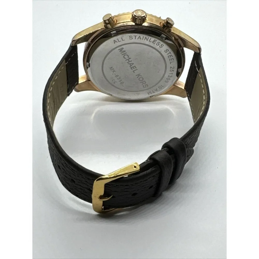 Michael Kors Lexington MK8319 Mens Brown Leather Analog Dial Quartz Watch JNA810